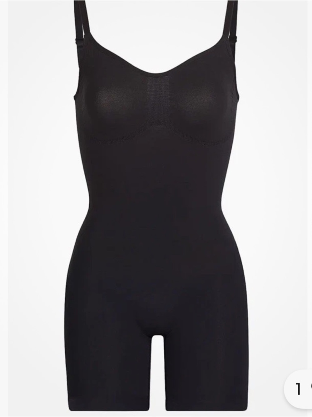 NWT Skims Womens Seamless Sculpt Mid Thigh Black Bodysuit, Size Medium